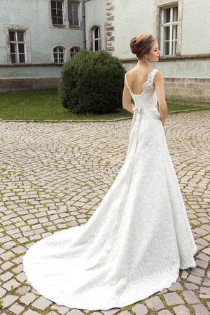 Normale Taille V-Ausschnitt Spitze Brautkleid mit Bordüre mit Rücken Schnürung - Bild 2