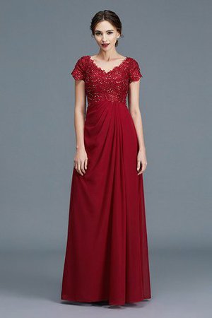 Prinzessin Chiffon Normale Taille V-Ausschnitt Bodenlanges Brautmutterkleid - Bild 3
