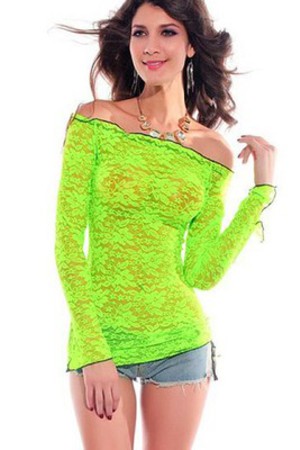 Damen Heiß Off-the-Schulter Polyester Spitze Oben Club Kleider