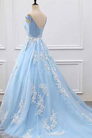Sweep Zug Kurze Ärmeln Schlichtes Ballkleid mit Reißverschluss mit Gekappten Ärmeln - Bild 2