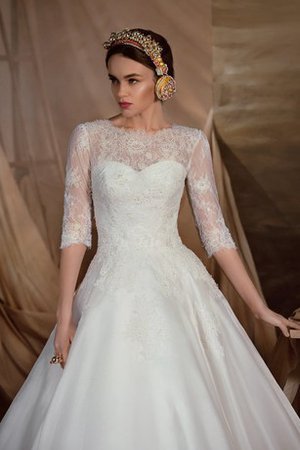 Organza Halbe Ärmeln Bodenlanges Brautkleid mit Bordüre mit Natürlicher Taille - Bild 2