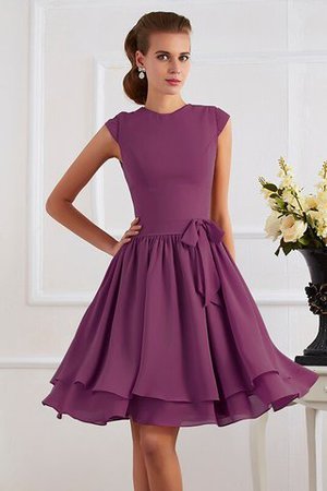 Normale Taille Chiffon Knielanges Brautjungfernkleid mit Schleife mit Gürtel - Bild 9