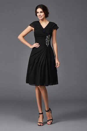 Ärmelloses Chiffon Reißverschluss Mini Knielanges Brautmutterkleid - Bild 4