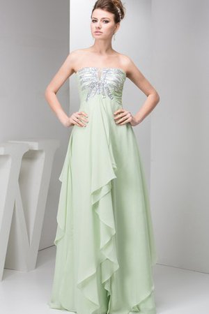 Chiffon Drapiertes Bodenlanges Abendkleid ohne Ärmeln mit Empire Taille