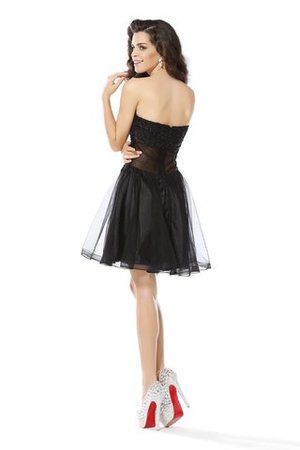 Ärmelloses Herz-Ausschnitt Kurzes Cocktailkleid mit Natürlicher Taille aus Satin - Bild 2