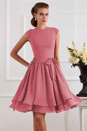 Normale Taille Chiffon Knielanges Brautjungfernkleid mit Schleife mit Gürtel - Bild 28