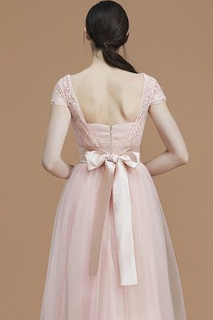 Tüll Prinzessin A-Linie Bodenlanges Brautjungfernkleid mit Schleife - Bild 7