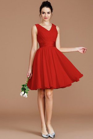 A linie Chiffon Mini Brautjungfernkleid mit Schleife mit Gürtel - Bild 27