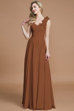 Prinzessin Ein Schulter Ärmelloses Normale Taille Brautjungfernkleid aus Chiffon - Bild 9