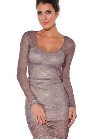 Spitze Juwel Ausschnitt Elegant Bodycon Damen Club Kleider