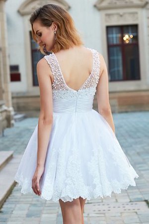 Normale Taille Prinzessin A Linie Mini Abschlusskleid mit Juwel Ausschnitt - Bild 2