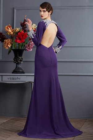 Chiffon Rückenfreies Meerjungfrau Stil Natürliche Taile Abendkleid mit Sweep Zug - Bild 2