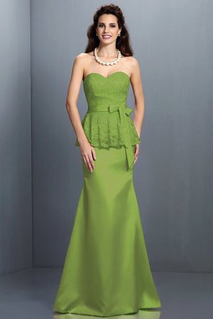 Herz-Ausschnitt Anständiges Bodenlanges Brautjungfernkleid mit Bordüre aus Satin - Bild 14