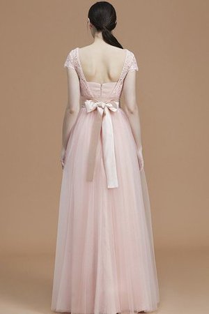 Tüll Prinzessin A-Linie Bodenlanges Brautjungfernkleid mit Schleife - Bild 36