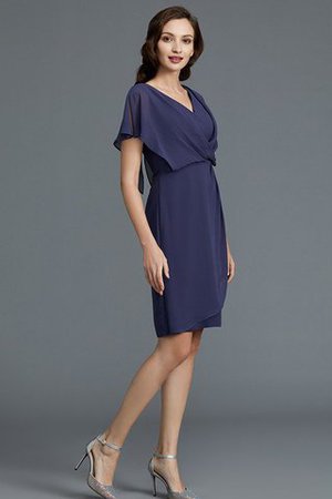 Kurze Ärmeln Enges Normale Taille Brautmutterkleid aus Chiffon mit V-Ausschnitt - Bild 5