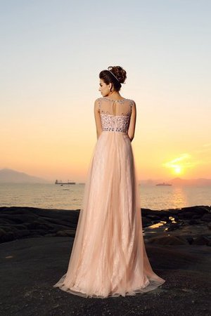 A Linie Chiffon Bateau Ausschnitt Ärmelloses Ballkleid mit Reißverschluss - Bild 2