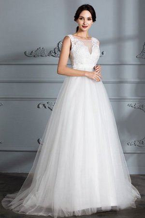 V-Ausschnitt Normale Taille Ärmellos A-Line Brautkleid aus Tüll