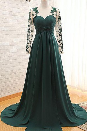 Herz-Ausschnitt Chiffon Elegantes Abendkleid mit Applike mit Plissierungen