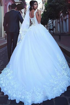 Tüll Sweep Zug Duchesse-Linie Modus Brautkleid mit Natürlicher Taille mit Bordüre - Bild 2