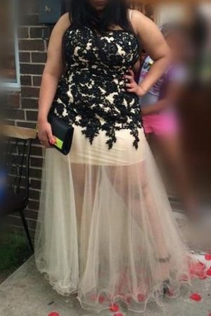 Tüll Ärmelloses XXL Bodenlanges Ballkleid mit Herz-Ausschnitt - Bild 1