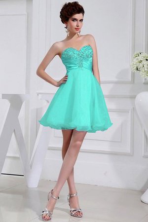 Normale Taille Ärmellos Organza Kurzes Brautjungfernkleid mit Herz-Ausschnitt - Bild 15