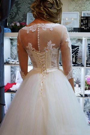 Duchesse-Linie Zukunftsorientierte Ärmellos Bodenlanges Brautkleid mit Applike aus Tüll - Bild 4