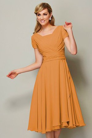 Kurze Ärmeln Enges Reißverschluss Brautjungfernkleid aus Chiffon mit Rüschen - Bild 20