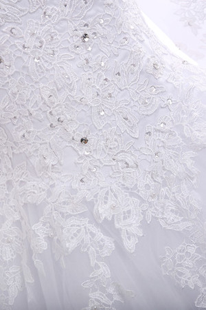 Seeküste Tüll durchsichtige Rücken Bodenlanges Sittsames Brautkleid mit Juwel Mieder - Bild 4