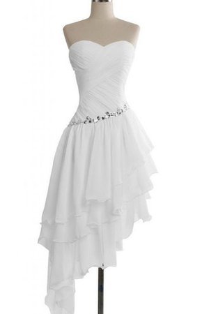 A linie Reißverschluss Herz-Ausschnitt Einfaches Brautjungfernkleid aus Chiffon