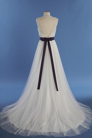 Rückenfreies Ärmellos Schlichtes Swing Brautkleid mit Empire Taille - Bild 2