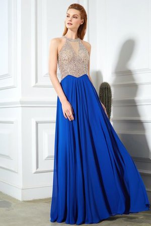 A Linie Chiffon Schaufel-Ausschnitt Bodenlanges Ballkleid mit Reißverschluss - Bild 3