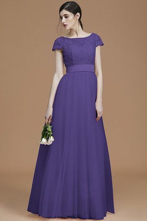 Tüll Prinzessin A-Linie Bodenlanges Brautjungfernkleid mit Schleife - Bild 30