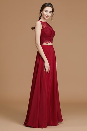 Chiffon Bateau Prinzessin Ärmellos A-Line Hohe qualität Brautjungfernkleid mit Bordüre - Bild 7