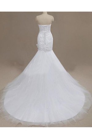 Meerjungfrau Spaghetti Träger Organza Ärmellos Brautkleid mit Bordüre - Bild 2