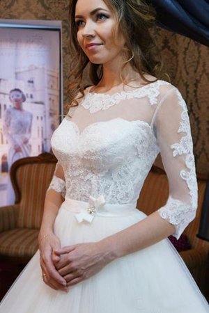Duchesse-Linie Zukunftsorientierte Ärmellos Bodenlanges Brautkleid mit Applike aus Tüll - Bild 3