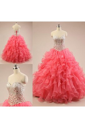 Organza Spitze Sittsames Partykleid mit Rüschen mit Bordüre