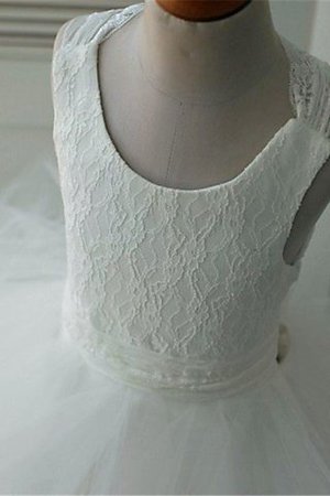 Normale Taille Duchesse-Linie Ärmelloses Blumenmädchenkleid mit Bordüre mit Blume - Bild 3