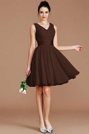 A linie Chiffon Mini Brautjungfernkleid mit Schleife mit Gürtel - Bild 11