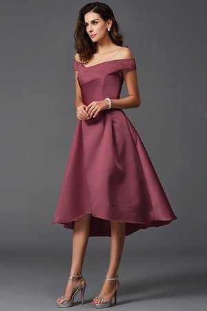 Ärmelloses Prinzessin A-Line Satin Vorn Kurz Hinten Lang Brautjungfernkleid - Bild 4