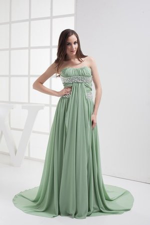 Gerüschtes Chiffon Bodenlanges Abendkleid ohne Ärmeln mit Plissierungen - Bild 2