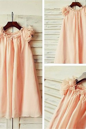 Prinzessin Chiffon Kurze Ärmeln Wadenlanges Blumenmädchenkleid mit Empire Taille - Bild 6