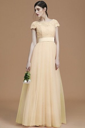 Tüll Prinzessin A-Linie Bodenlanges Brautjungfernkleid mit Schleife - Bild 13