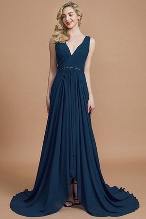 V-Ausschnitt Natürliche Taile Chiffon A-Linie Ärmelloses Brautjungfernkleid - Bild 15