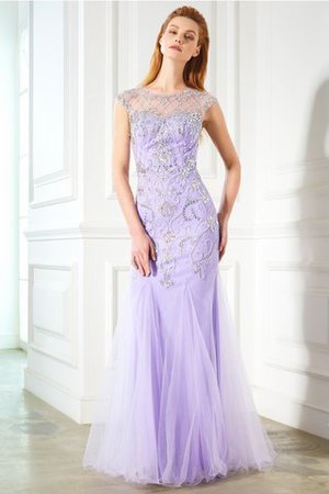 Normale Taille Tüll Schaufel-Ausschnitt Meerjungfrau Stil Perlenbesetztes Ballkleid - Bild 5