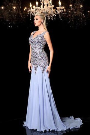 Normale Taille Enganliegendes Ärmelloses Chiffon Breiter Träger Ballkleid - Bild 5