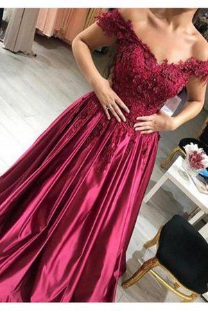 Vintage Kurze Ärmeln Satin Elegantes Ballkleid mit Gekappten Ärmeln