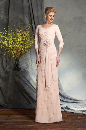 Enges Chiffon V-Ausschnitt Normale Taille Brautmutterkleid mit Reißverschluss - Bild 5