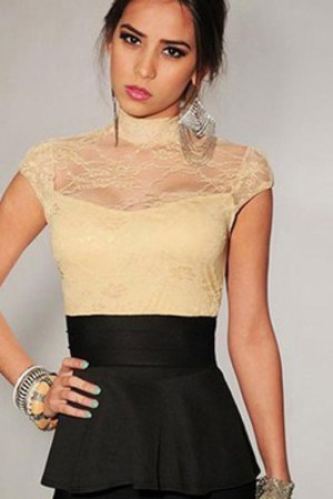 Damen Polyester Oben Heiß Spitze Club Kleider