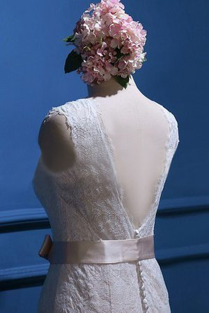 Meerjungfrau Ärmellos Brautkleid mit Schleife mit Gekappten Ärmeln - Bild 2
