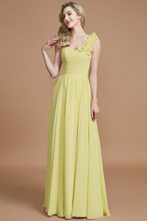 Prinzessin Ein Schulter Ärmelloses Normale Taille Brautjungfernkleid aus Chiffon - Bild 13